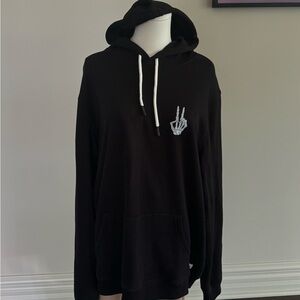 Black Hoodie with Peace Sign Embroidery
